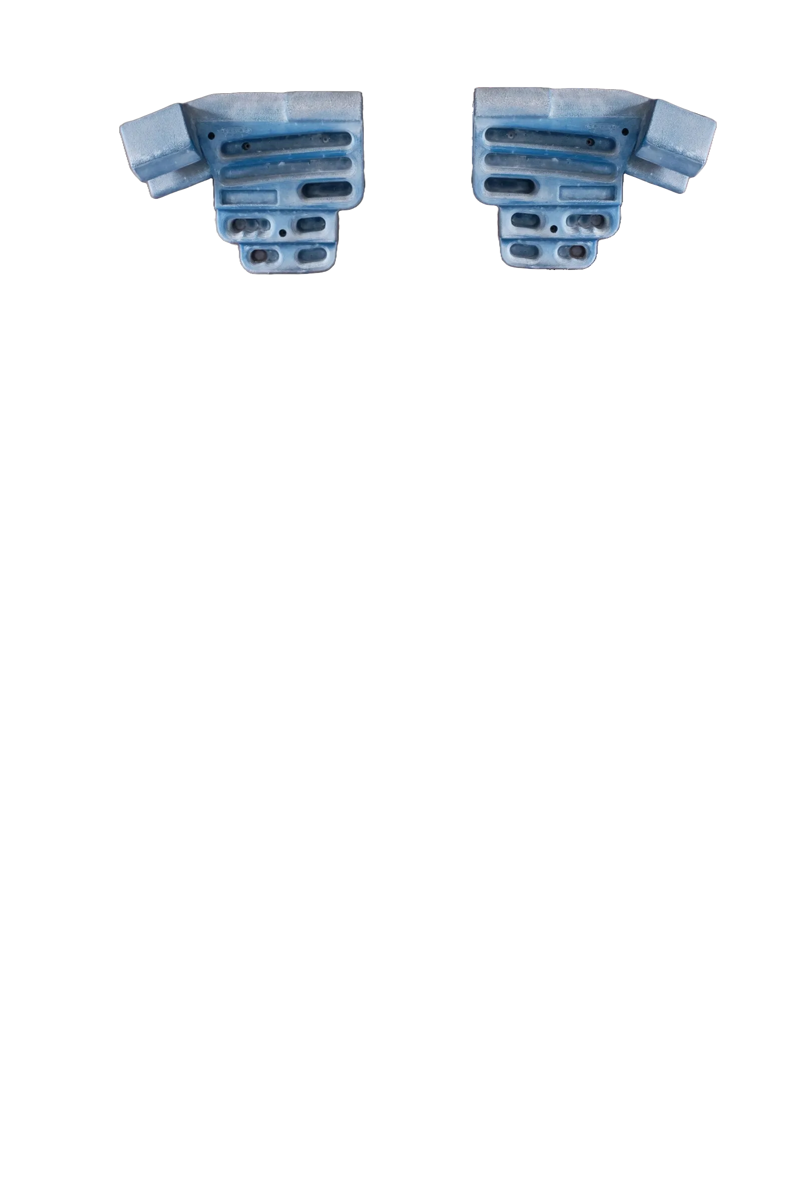 Two hangboard halves mounted on the wall