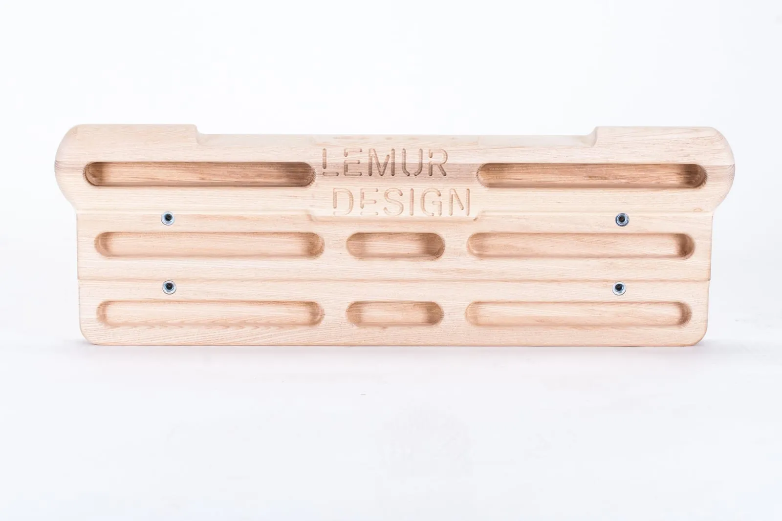 Wooden hangboard with a top jug and edges of several depths